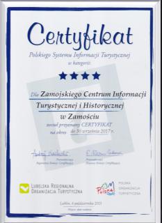 Cztery gwiazdki w Polskim Systemie Certyfikacji Informacji Turystycznych